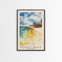 Load image into Gallery viewer, Bounty Beach, Philippines Watercolor Beach Print, Vacation Gift, Philippines Wall Art, Framed Canvas Print, Framed Beach Painting