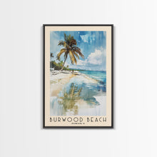 Carregar imagem no visualizador da galeria, Burwood Beach, Jamaica Watercolor Beach Print, Vacation Gift, Jamaica Wall Art, Framed Canvas Print, Framed Beach Painting