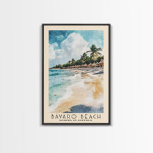 Load image into Gallery viewer, Bávaro Beach, Dominican Republic Watercolor Beach Print, Vacation Gift, Dominican Republic Wall Art, Framed Canvas Print, Framed Beach Painting