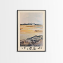 Load image into Gallery viewer, Chatham Island, New Zealand Watercolor Print, Vacation Gift, New Zealand Wall Art, Beach Painting, Beach Decor, Large Wall Art, Wood Frame Art