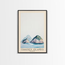 Cargar imagen en el visor de la galería, Chausey Islands, France Watercolor Beach Print, Vacation Gift, France Wall Art, Framed Canvas Print, Framed Beach Painting