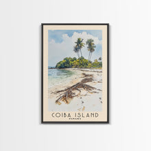 Load image into Gallery viewer, Coiba Island, Panamá Watercolor Beach Print, Vacation Gift, Panamá Wall Art, Framed Canvas Print, Framed Beach Painting