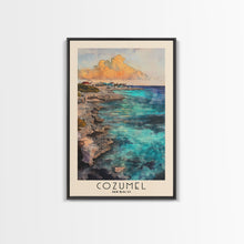 Load image into Gallery viewer, Cozumel, Mexico Watercolor Print, Vacation Gift, Mexico Wall Art, Beach Painting, Beach Decor, Large Wall Art, Wood Frame Art