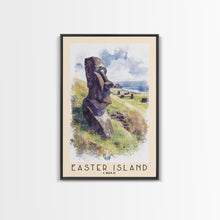 Load image into Gallery viewer, Easter Island, Chile Watercolor Beach Print, Vacation Gift, Chile Wall Art, Beach Painting, Beach Decor, Beach Painting