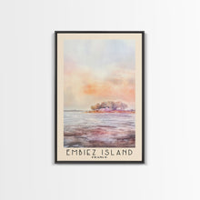 Load image into Gallery viewer, Embiez Island, France Watercolor Beach Print, Vacation Gift, France Wall Art, Framed Canvas Print, Framed Beach Painting
