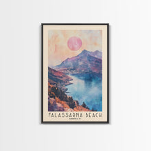 Load image into Gallery viewer, Falassarna Beach, Greece Watercolor Print, Vacation Gift, Greece Wall Art, Beach Painting, Beach Decor, Large Wall Art, Wood Frame Art