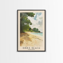 Load image into Gallery viewer, Gibbs Beach, Barbados Watercolor Print, Vacation Gift, Barbados Wall Art, Beach Painting, Beach Decor, Large Wall Art, Wood Frame Art