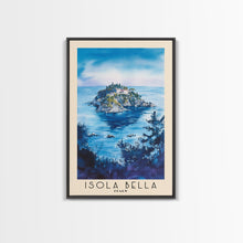 Load image into Gallery viewer, Isola Bella, Italy Watercolor Beach Print, Vacation Gift, Italy Wall Art, Framed Canvas Print, Framed Beach Painting