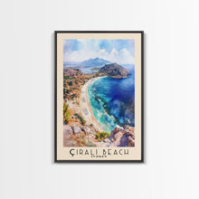 Load image into Gallery viewer, Çıralı Beach, Turkey Watercolor Print, Vacation Gift, Turkey Wall Art, Beach Painting, Beach Decor, Large Wall Art, Wood Frame Art