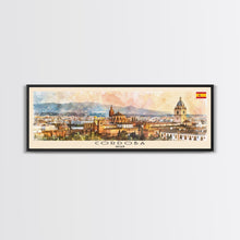 Load image into Gallery viewer, Cordoba Spain Travel Art, City Art, Framed Canvas Print or Metal Wall Art, Europe Travel Poster, Panoramic Wall Art, Extra Wide Wall Art