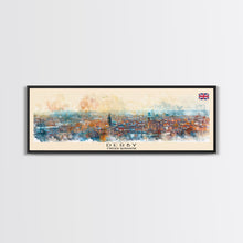 Load image into Gallery viewer, Derby United Kingdom Travel Print Wall Art, Panoramic City Art, Travel Art, Wall Decor, Vacation Gift, Framed Canvas Print Or Metal Art