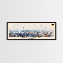 Load image into Gallery viewer, Dusseldorf Germany Travel Art, City Art, Framed Canvas Print or Metal Wall Art, Europe Travel Poster, Panoramic Wall Art, Extra Wide Wall Art