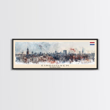 Load image into Gallery viewer, Eindhoven Netherlands Panoramic Travel Poster, Framed Canvas Print or Metal Wall Art, Travel Art, Home Decor, Panoramic Painting, Midcentury Art