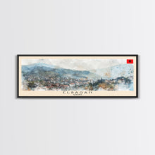 Load image into Gallery viewer, Elbasan Albania Travel Print Wall Art, Panoramic City Art, Travel Art, Wall Decor, Vacation Gift, Framed Canvas Print Or Metal Art