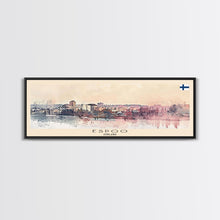 Load image into Gallery viewer, Espoo Finland Wall Art, Panoramic Travel Poster, Panoramic Framed Canvas Print, City Wall Art, Wall Hanging Home Decor, Travel Art