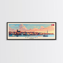 Carregar imagem no visualizador da galeria, Aalborg Denmark Wall Art, Panoramic Travel Poster, Panoramic Framed Canvas Print, City Wall Art, Wall Hanging Home Decor, Travel Art