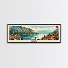 Load image into Gallery viewer, Bar Montenegro Panoramic Travel Poster, Framed Canvas Print or Metal Wall Art, Travel Art, Home Decor, Panoramic Painting, Midcentury Art