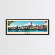 Carregar imagem no visualizador da galeria, Basel SwitzerlandTravel Art, City Art, Framed Canvas Print or Metal Wall Art, Europe Travel Poster, Panoramic Wall Art, Extra Wide Wall Art