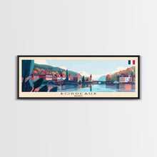 Load image into Gallery viewer, Bordeaux France Panoramic Travel Poster, Framed Canvas Print or Metal Wall Art, Travel Art, Home Decor, Panoramic Painting, Midcentury Art