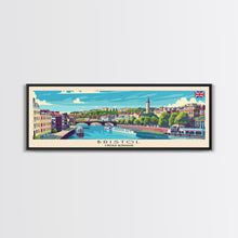 Load image into Gallery viewer, Bristol United Kingdom Panoramic Travel Poster, Framed Canvas Print or Metal Wall Art, Travel Art, Home Decor, Panoramic Painting, Midcentury Art