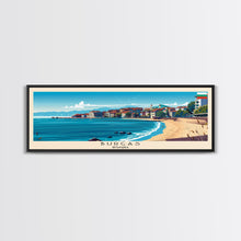 Carregar imagem no visualizador da galeria, Burgas Bulgaria Panoramic Travel Poster, Framed Canvas Print or Metal Wall Art, Travel Art, Home Decor, Panoramic Painting, Midcentury Art