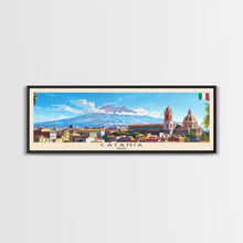 Cargar imagen en el visor de la galería, Catania Italy Travel Print Wall Art, Panoramic City Art, Travel Art, Wall Decor, Vacation Gift, Framed Canvas Print Or Metal Art