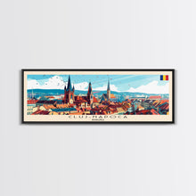 Load image into Gallery viewer, Cluj Napoca Romania Travel Print Wall Art, Panoramic City Art, Travel Art, Wall Decor, Vacation Gift, Framed Canvas Print Or Metal Art