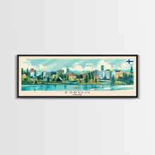 Load image into Gallery viewer, Espoo Finland Wall Art, Panoramic Travel Poster, Panoramic Framed Canvas Print, City Wall Art, Wall Hanging Home Decor, Travel Art