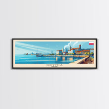 Load image into Gallery viewer, Gdynia Poland Travel Art, City Art, Framed Canvas Print or Metal Wall Art, Europe Travel Poster, Panoramic Wall Art, Extra Wide Wall Art