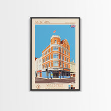Carregar imagem no visualizador da galeria, Worthing United Kingdom Travel Poster Framed Canvas Print, Midcentury Modern Art, Pop Art Wall Decor, Living Room Art, Home Decoration