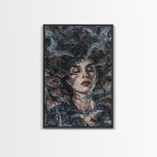 Load image into Gallery viewer, Bats and Beauty in the Night - Spooky Halloween Wall Art - Creepy Home Decor - Gothic Art Print - Unique Halloween Decoration