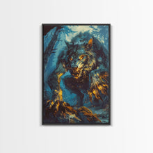 Carregar imagem no visualizador da galeria, Ferocious Werewolf in the Forest - Halloween Wall Decor - Scary Art Print - Werewolf Painting for Halloween - Spooky Home Decor