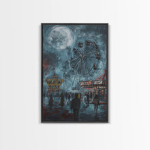 Load image into Gallery viewer, Eerie Carnival, Halloween Art, Spooky Wall Decor, Framed Canvas Print, Creepy Art, Halloween Wall Decor, Seasonal Wall Art, Scary Artwork