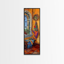 Cargar imagen en el visor de la galería, Framed and Printed Canvas Art of Mexican Hacienda, Still Life Botanical Wall Art, Tall Narrow Wall Art for Living Room, Entryway Wall Decor