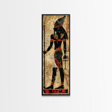 Load image into Gallery viewer, Egyptian Art Depiction of Osiris - Framed Canvas Print, Midcentury Modern Wall Art, Skinny Art, Tall Art, Living Room Decor