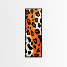 Load image into Gallery viewer, Bold Leopard Print in Orange and Black - Framed Canvas Print, Midcentury Modern Wall Art, Skinny Art, Tall Art, Living Room Decor
