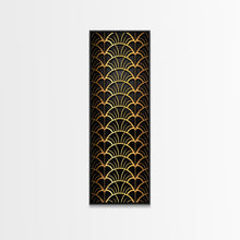Carregar imagem no visualizador da galeria, Abstract Gold Geometric Pattern on Black Background - Framed Canvas Print, Art Deco Style, Skinny Art, Tall Art, Midcentury Modern Art, Living Room Wall Decor