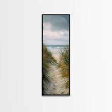 Load image into Gallery viewer, Beach Pathway to Ocean View - Framed Canvas Print, Skinny Tall Art, Coastal Landscape Art, Wall Art for Living Room, Bedroom Decor, Beach Art