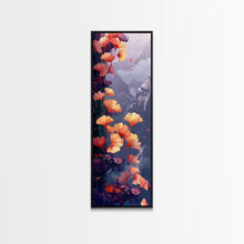 Carregar imagem no visualizador da galeria, Ethereal Autumn Ginkgo Leaves Skinny Art Tall Art Japanese Ukiyo-e Inspired Botanical Framed Canvas Print