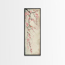 Load image into Gallery viewer, Cherry Blossoms, Full Bloom, Japanese Art, Skinny Art, Tall Art, Framed Canvas Print, Ukiyo-e Style