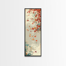 Load image into Gallery viewer, Autumn Maple Leaves in Japanese Garden Ukiyo-e Style Art Skinny Framed Canvas Print with Subtle Color Palette