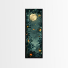 Carregar imagem no visualizador da galeria, Full Moon And Butterflies In A Night Forest Japanese Style Framed Canvas Print, Wall Art Ready To Hang For Your Home