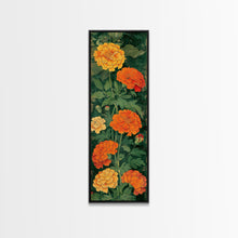 Load image into Gallery viewer, Delicate Pastel Flowers on Tall Stems Framed Canvas Print - Japanese Art Skinny Wall Décor