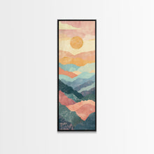 Carregar imagem no visualizador da galeria, Abstract Sunset Over Rolling Hills, Japanese Art-Inspired Tall Framed Canvas Print for Wall Art