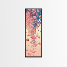 Cargar imagen en el visor de la galería, Cascading Pink Petals In Delicate Canvas, Tall Skinny Framed Wall Art For Feng Shui-Inspired Spaces, Japanese Style Art
