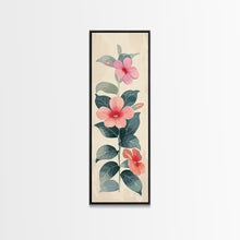 Cargar imagen en el visor de la galería, Floral Bouquet With Pink And Red Flowers - Skinny Art Tall Art Framed Canvas Print Japanese Style Art Ukiyo-e Art