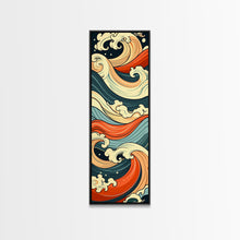 Carregar imagem no visualizador da galeria, Abstract Wave Pattern With Vibrant Colors - Skinny Art Tall Art Framed Canvas Print Japanese Style Art Ukiyo-e Art