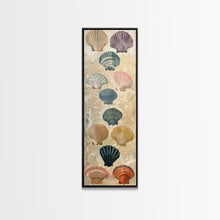 Cargar imagen en el visor de la galería, Colorful Shells On Textured Background Skinny Art Wood Block Print Japanese Style Art Framed Canvas Print Tall Art Ukiyo-e Art