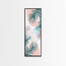 Load image into Gallery viewer, Elegant Pine Branches on Soft Pastel Background - Skinny Art, Japanese Wall Decor, Framed Canvas Print, Ukiyo-e Style