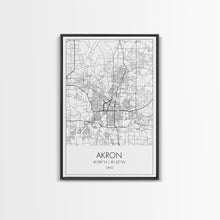 Carregar imagem no visualizador da galeria, Akron Street Map, Akron Map, Map Wall Art, Office Wall Art, City Map Print, Minimalist, Modern Art, Wall Art, Canvas Print, Canvas Wall Art